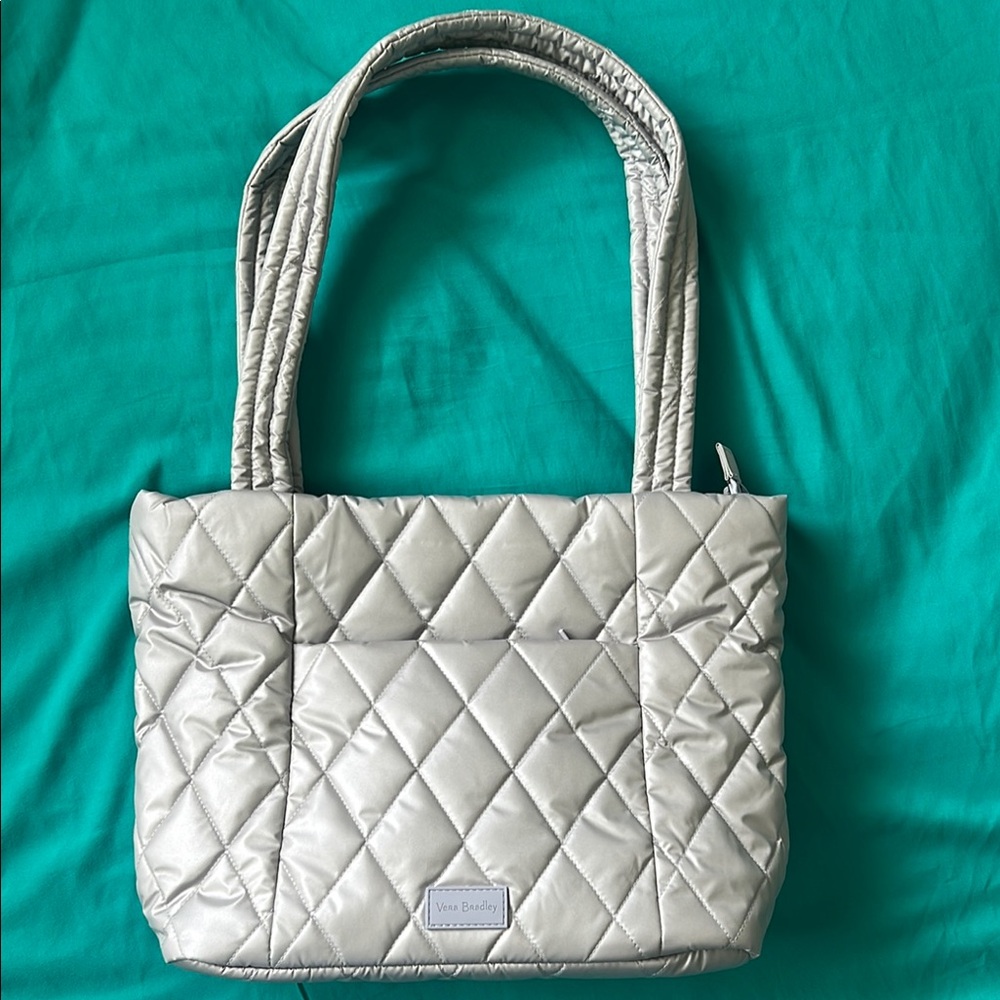 Vera Bradley Silver Quilted Tote Bag
